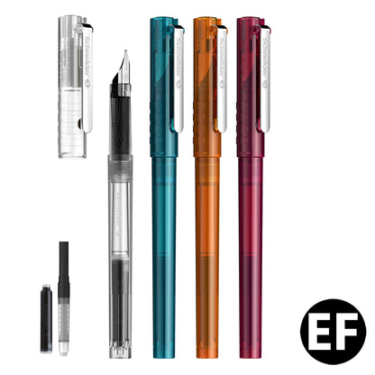 シュナイダー Schneider 万年筆 EF 極細字 406 シルバークリップ 4色展開 カートリッジインク＆コンバーター各1個付き 406