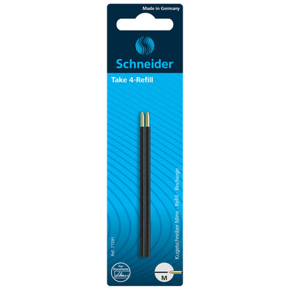 シュナイダー Schneider 4色ボールペン 替え芯 1パック(2本入り) テイク4 TAKE4 サイズ:M/中字 インク色:4色展開 多色ボールペン リフィル レフィル 替芯