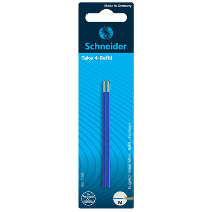 シュナイダー Schneider 4色ボールペン 替え芯 1パック(2本入り) テイク4 TAKE4 サイズ:M/中字 インク色:4色展開 多色ボールペン リフィル レフィル 替芯