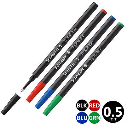 シュナイダー Schneider ローラーボール 替え芯 1本 トップボール850 Topball 850 ペン先サイズ:0.5mm インク色:4色展開 レフィル リフィル 替芯